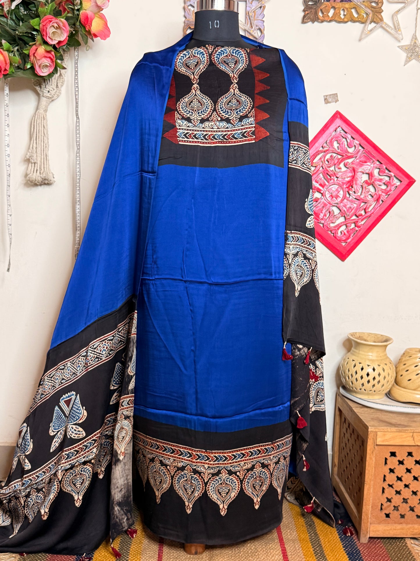 Modal Silk Designer Ajrakh Suit Set