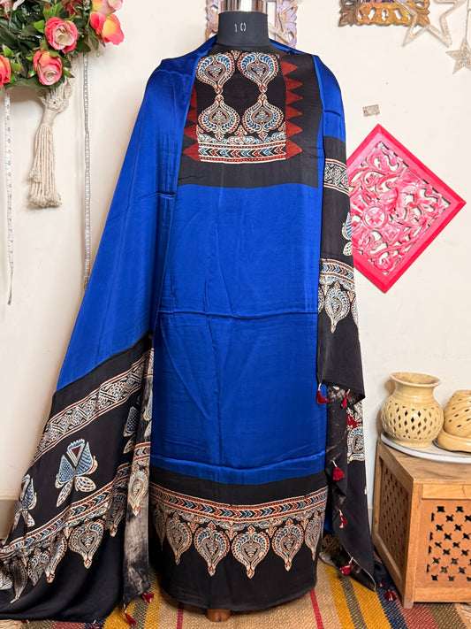 Modal Silk Designer Ajrakh Suit Set