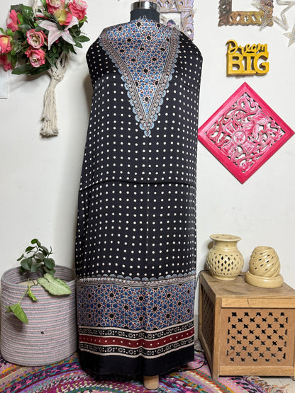 🌿 Ajrakh Handblock Modal Suit Set with Dupatta