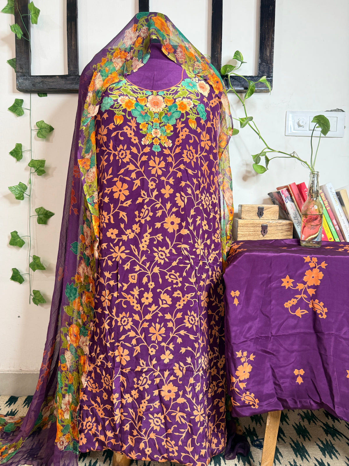 Natural Pure Crape Full Suit with Premium Chiffon Dupatta