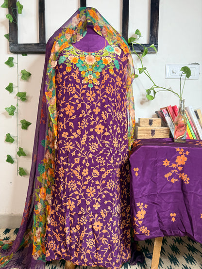 Natural Pure Crape Full Suit with Premium Chiffon Dupatta