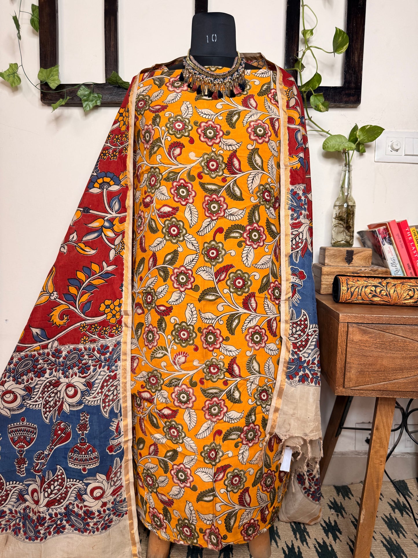 Kalamkari Cotton Silk Unstitched Suit ✨
