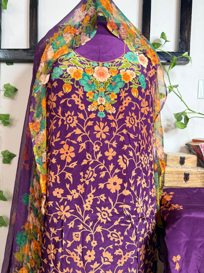 Natural Pure Crape Full Suit with Premium Chiffon Dupatta