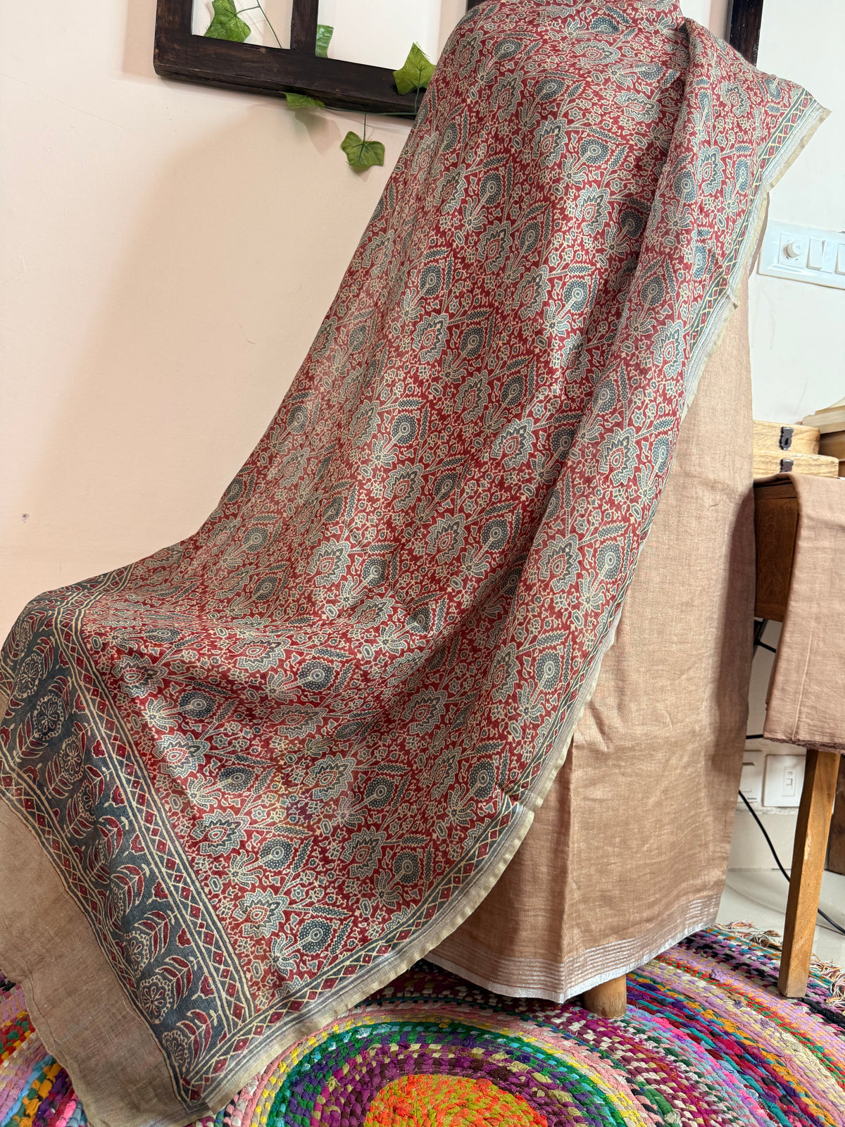 Pure Linen Ajrakh & Kalamkari Digital Print Suit✨