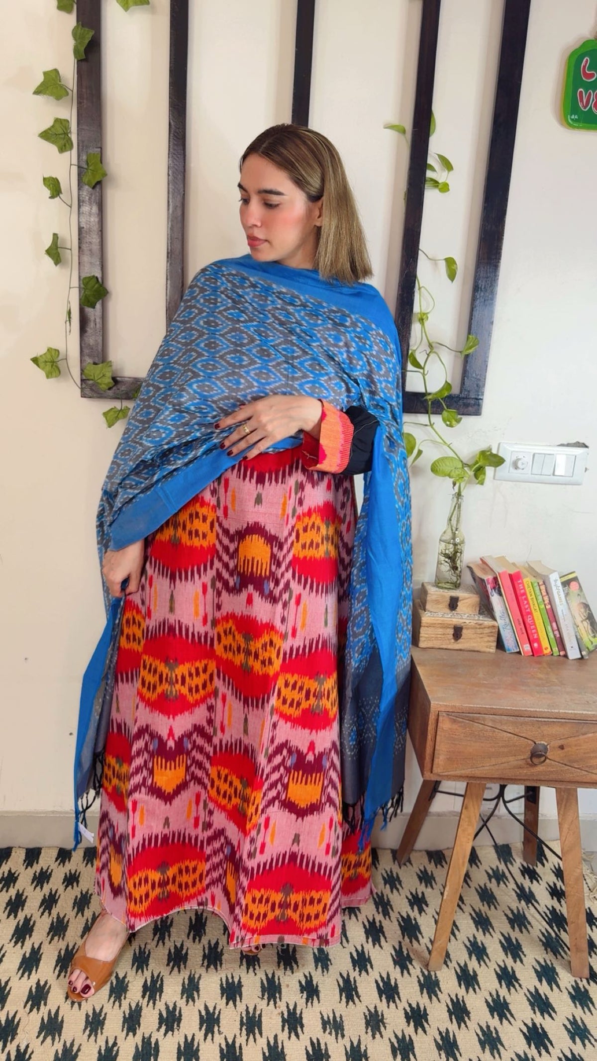 Uzbek Ikkat unstitched Handloom Cotton 3-Piece Set ✨