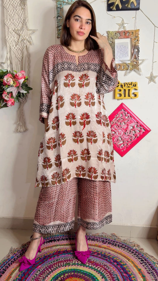 Vanaspati Modal Silk Cord Set – Ajrakh Print