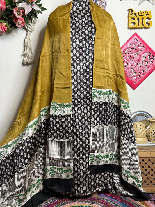 Vanaspati Natural Vegetable Dyed Modal Silk Suit – Exclusive Ajrakh Print