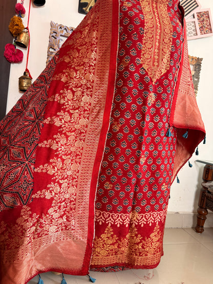Dola Silk Ajrakh Suit