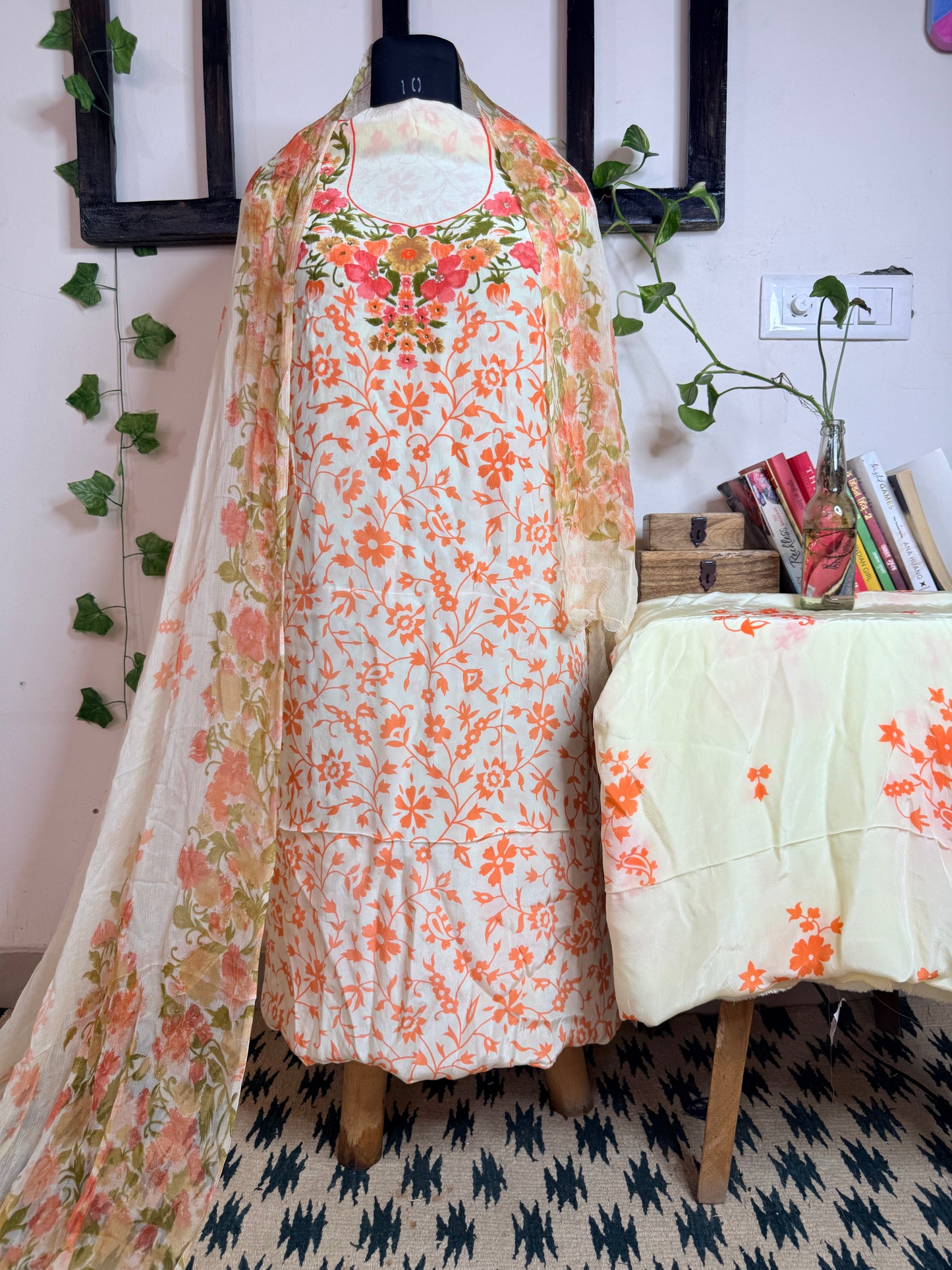 Natural Pure Crape Full Suit with Premium Chiffon Dupatta