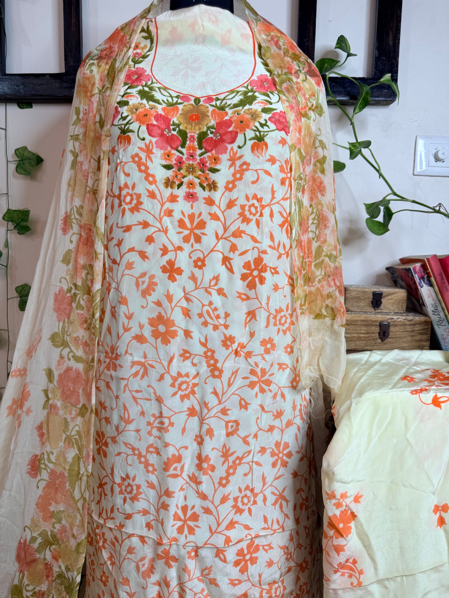 Natural Pure Crape Full Suit with Premium Chiffon Dupatta