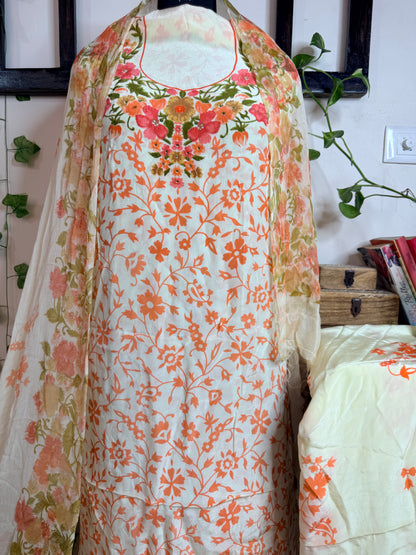 Natural Pure Crape Full Suit with Premium Chiffon Dupatta