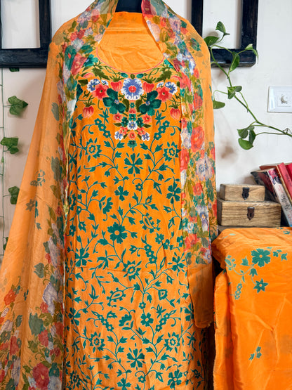 Natural Pure Crape Full Suit with Premium Chiffon Dupatta