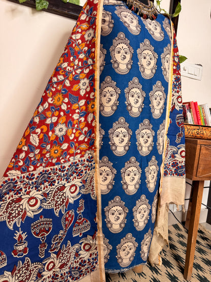 Kalamkari Cotton Silk Unstitched Suit ✨