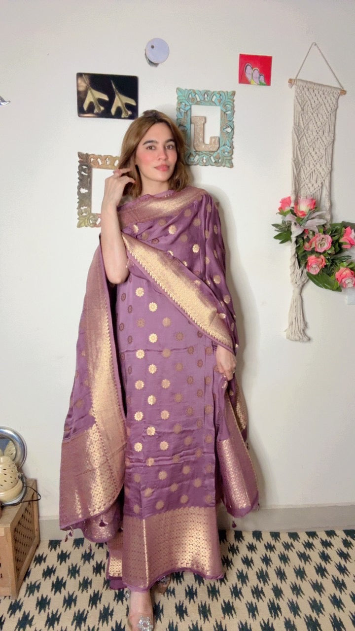 Modal Silk Shirt Dhuppta With Banarasi Weaving!!