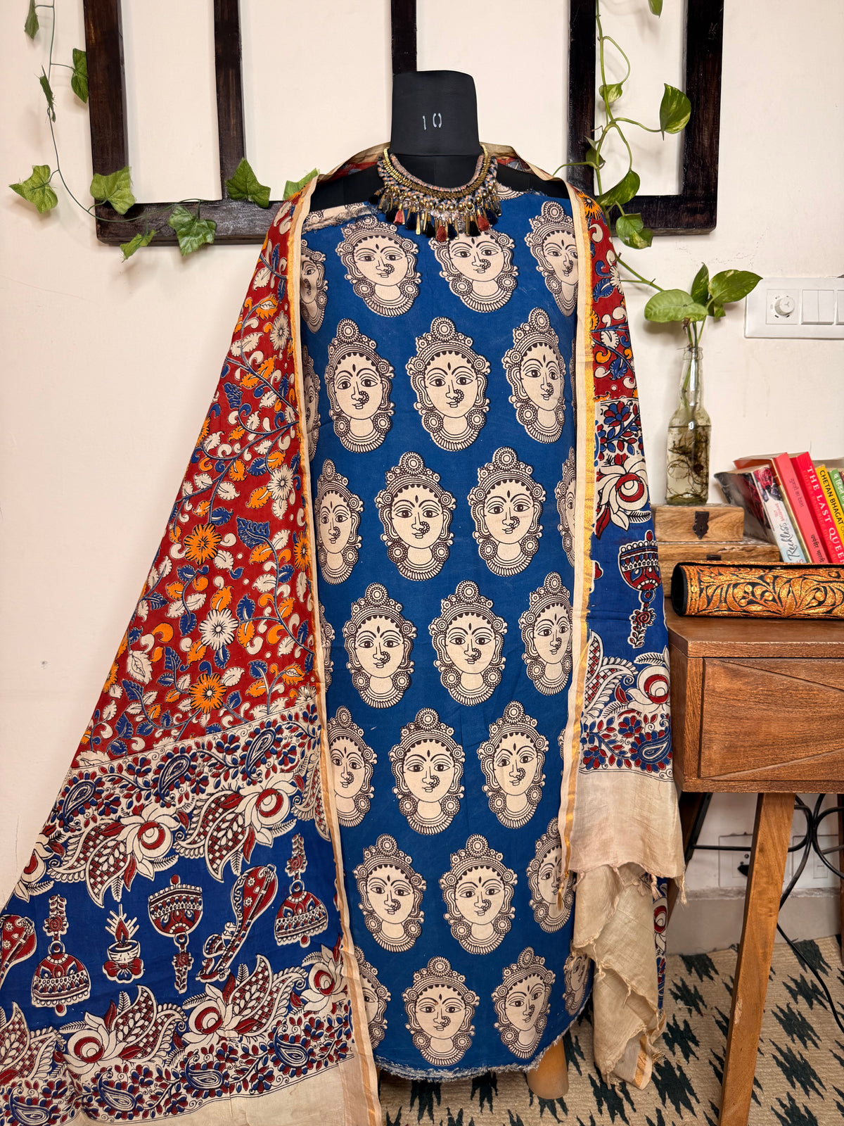 Kalamkari Cotton Silk Unstitched Suit ✨