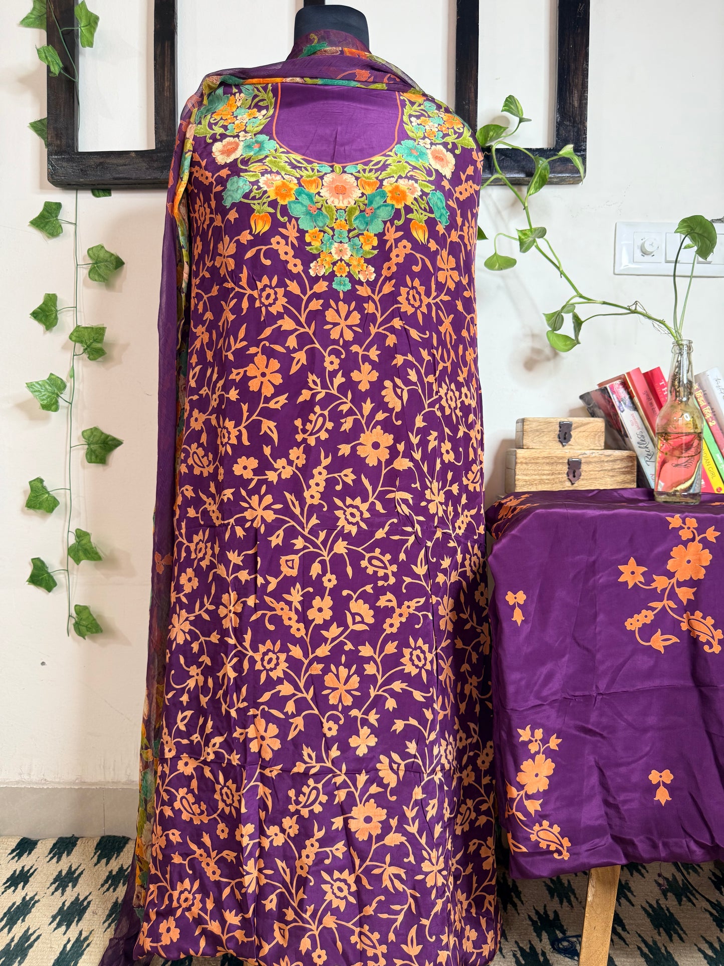 Natural Pure Crape Full Suit with Premium Chiffon Dupatta