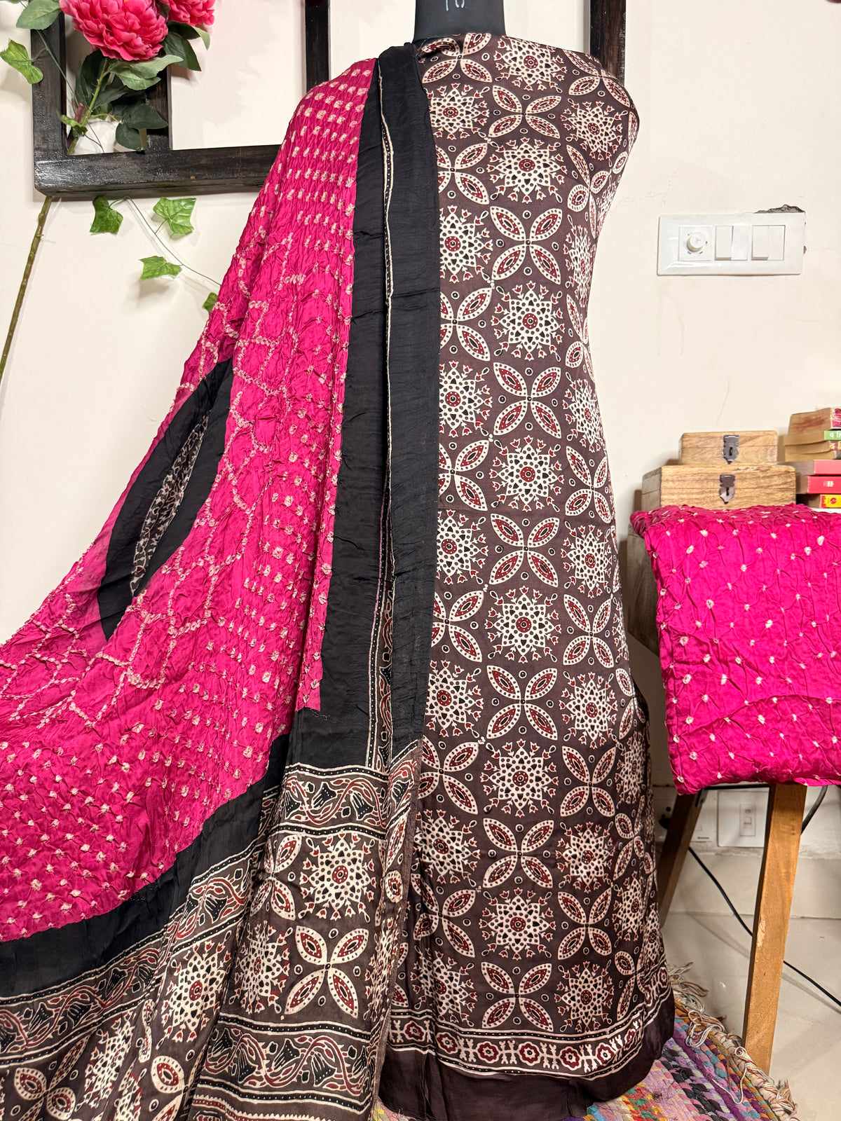 Bandhej Modal Silk Full Suit – Handcrafted Elegance✨