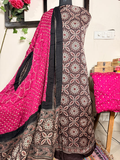 Bandhej Modal Silk Full Suit – Handcrafted Elegance✨