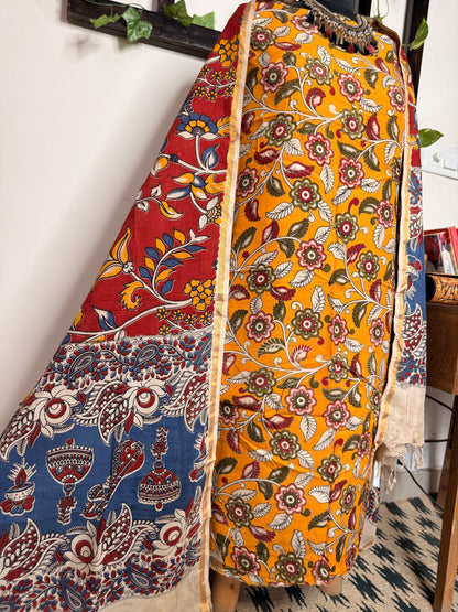 Kalamkari Cotton Silk Unstitched Suit ✨