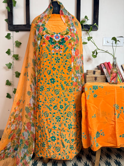 Natural Pure Crape Full Suit with Premium Chiffon Dupatta