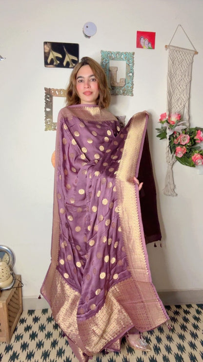 Modal Silk Shirt Dhuppta With Banarasi Weaving!!