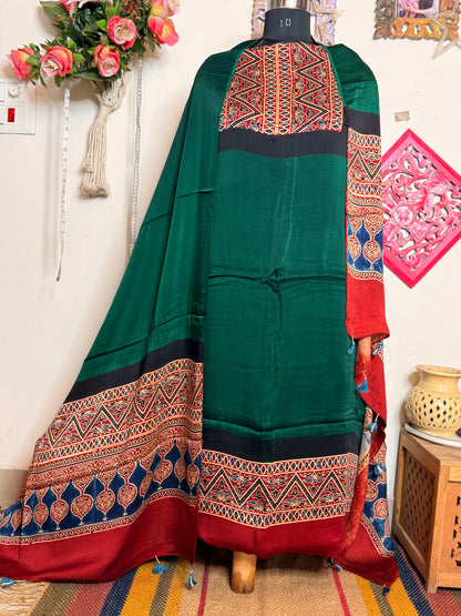 Modal Silk Designer Ajrakh Suit Set