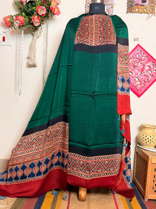 Modal Silk Designer Ajrakh Suit Set