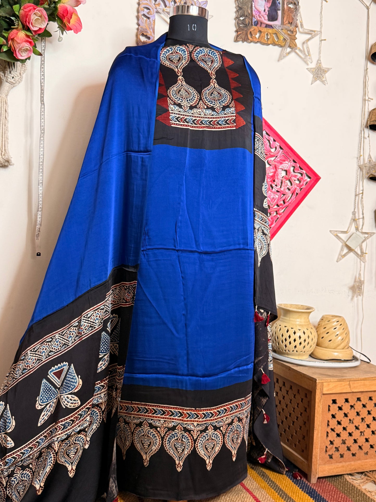 Modal Silk Designer Ajrakh Suit Set
