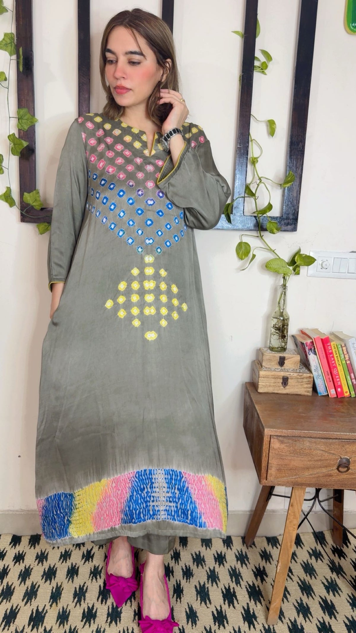Pure Modal Silk Bandhni & Shibori Stitch Suit