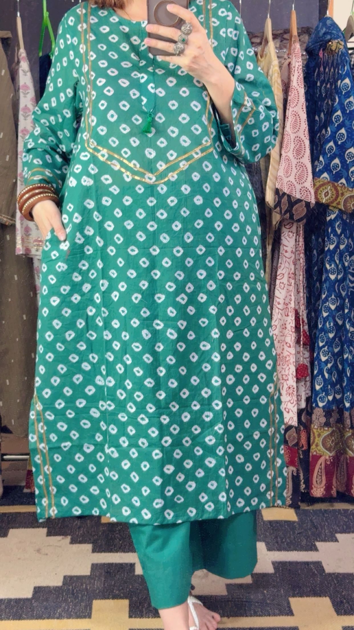 Handbandhni Mul Cotton Stitch Collection with Gota Detailing