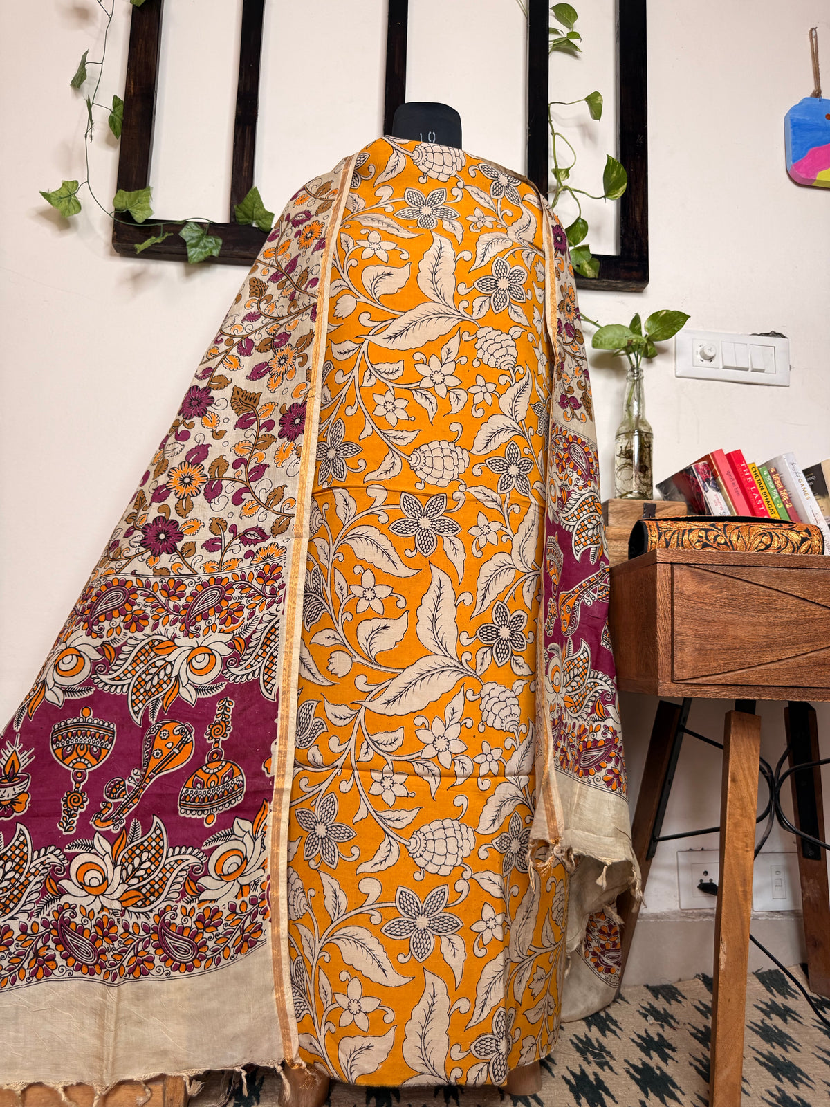 Kalamkari Cotton Silk Unstitched Suit ✨
