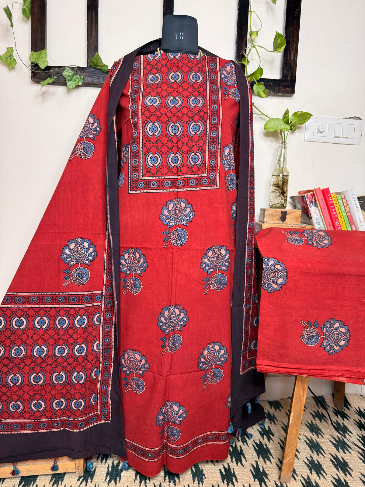 Taj Cotton Ajrakh 3-Piece Unstitched Suit ✨