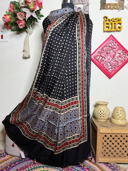 🌿 Ajrakh Handblock Modal Suit Set with Dupatta