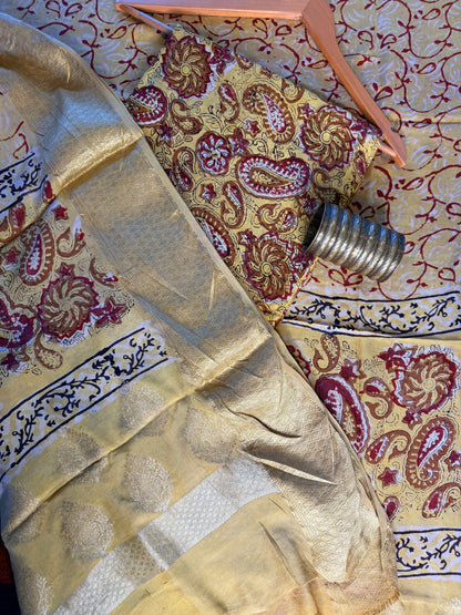 Modal Silk Full Suit with Kalamkari & Jhota Art (Handmade)