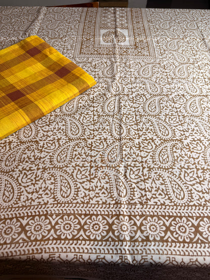 🌿 Ochre Bagh Kurta Set with Handloom Cotton Bottom