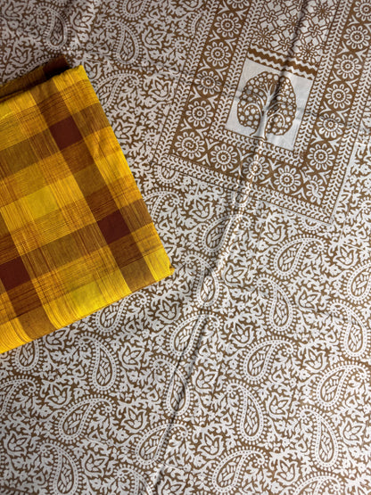 🌿 Ochre Bagh Kurta Set with Handloom Cotton Bottom