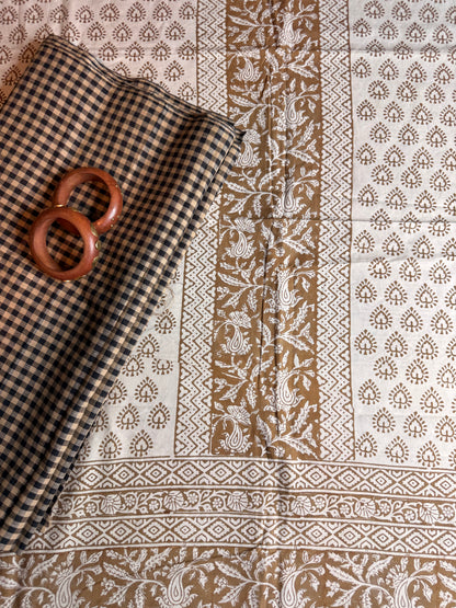 🌿 Ochre Bagh Kurta Set with Handloom Cotton Bottom