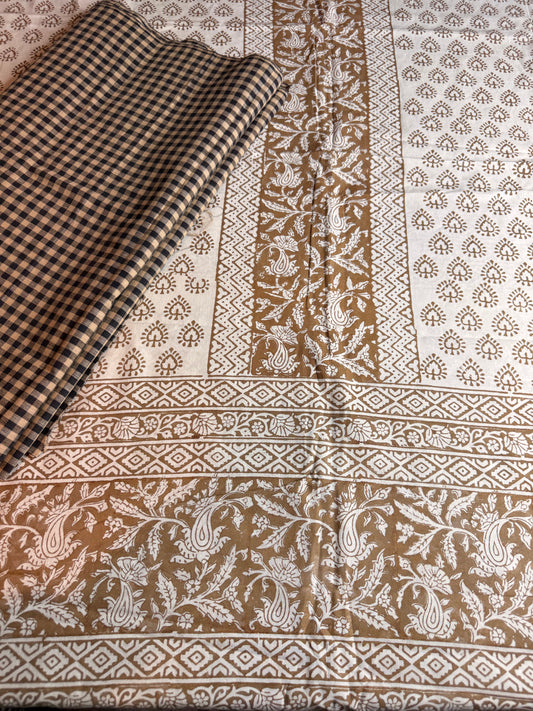 🌿 Ochre Bagh Kurta Set with Handloom Cotton Bottom