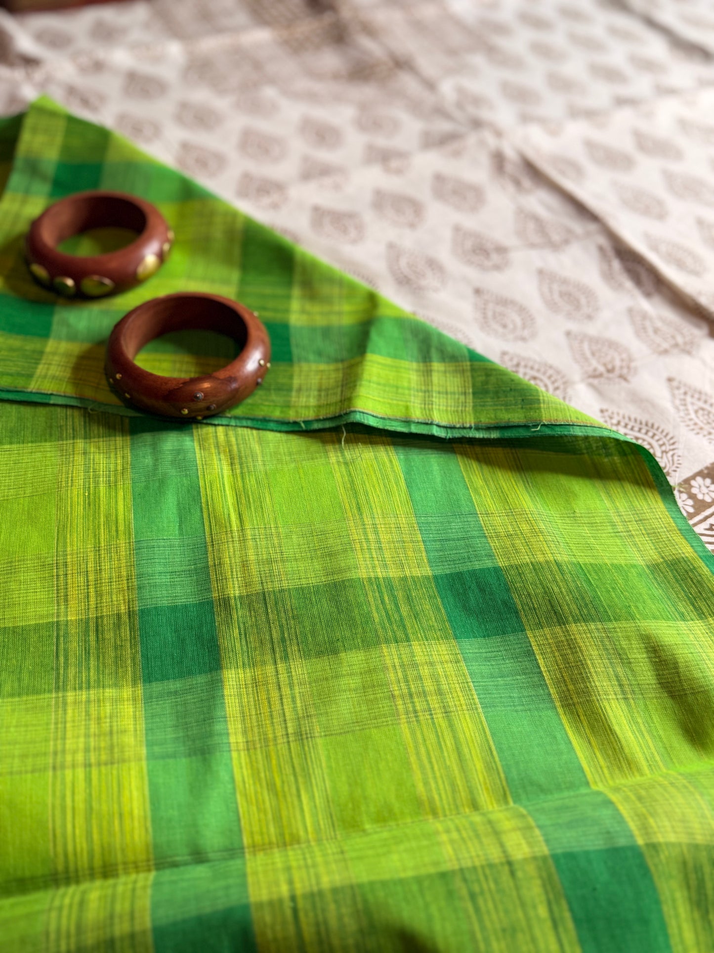 🌿 Ochre Bagh Kurta Set with Handloom Cotton Bottom