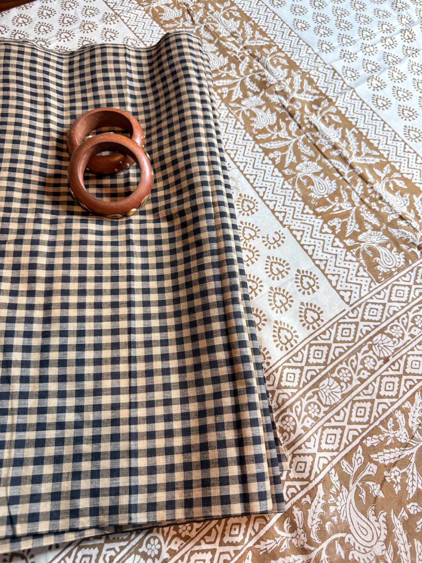 🌿 Ochre Bagh Kurta Set with Handloom Cotton Bottom