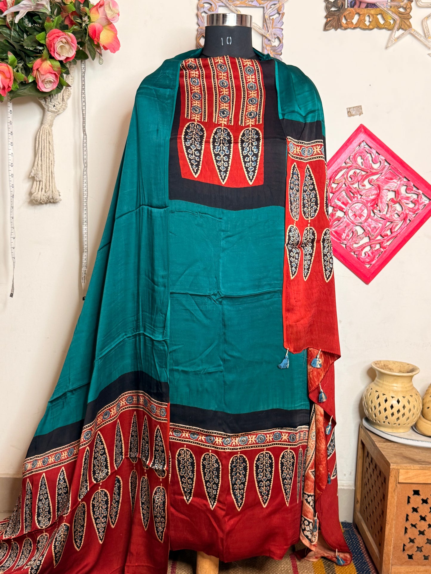 Modal Silk Designer Ajrakh Suit Set