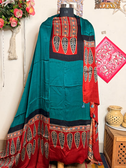 Modal Silk Designer Ajrakh Suit Set