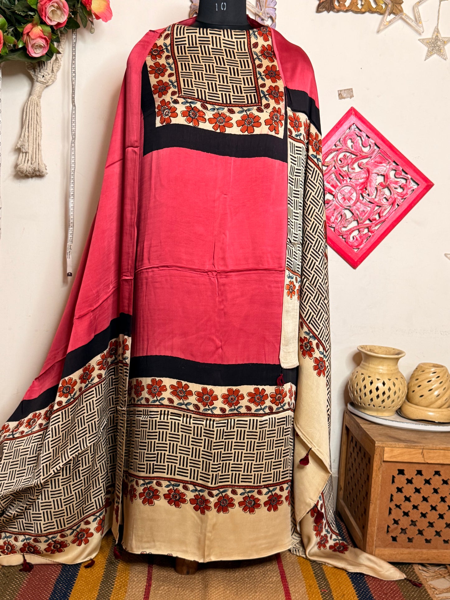Modal Silk Designer Ajrakh Suit Set