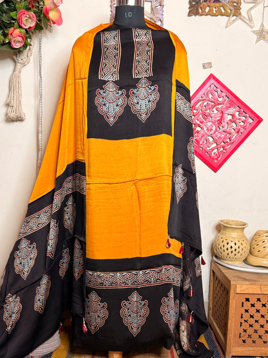 Modal Silk Designer Ajrakh Suit Set