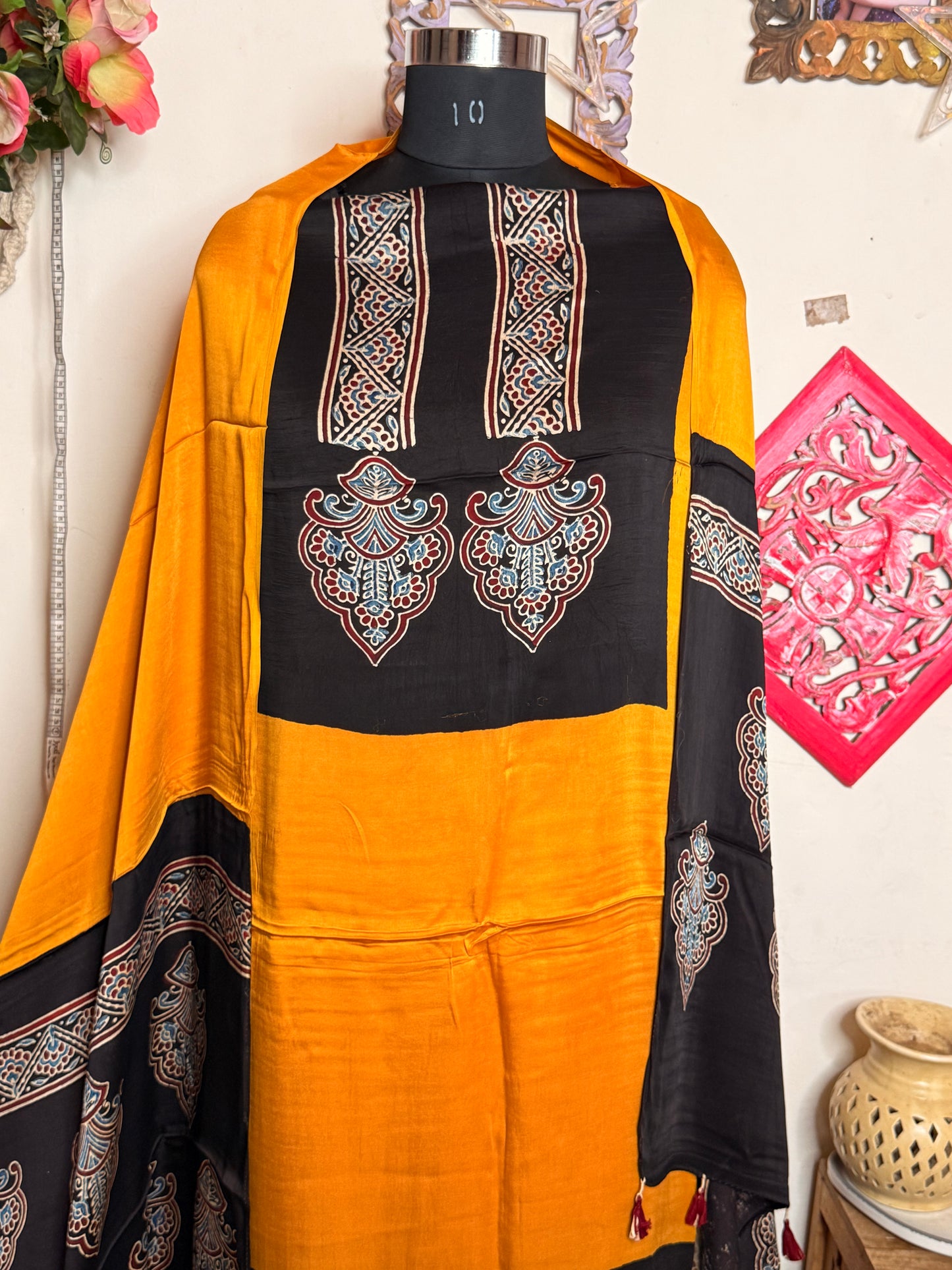 Modal Silk Designer Ajrakh Suit Set