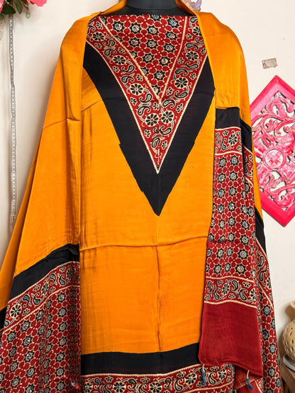 Modal Silk Designer Ajrakh Suit Set