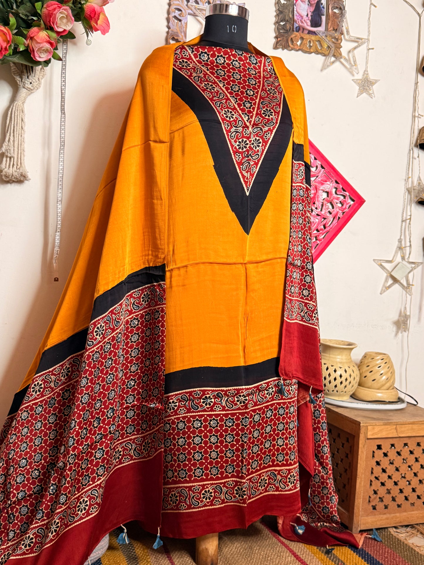 Modal Silk Designer Ajrakh Suit Set