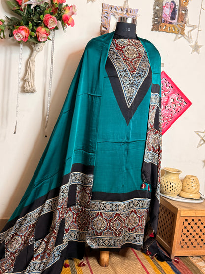 Modal Silk Designer Ajrakh Suit Set