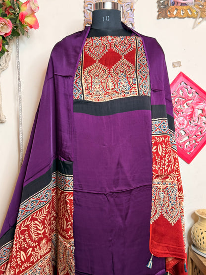 Modal Silk Designer Ajrakh Suit Set