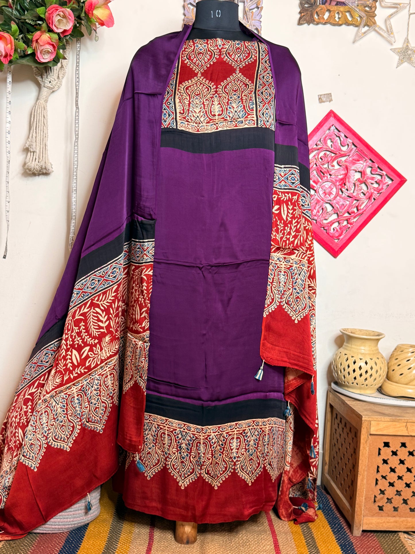 Modal Silk Designer Ajrakh Suit Set